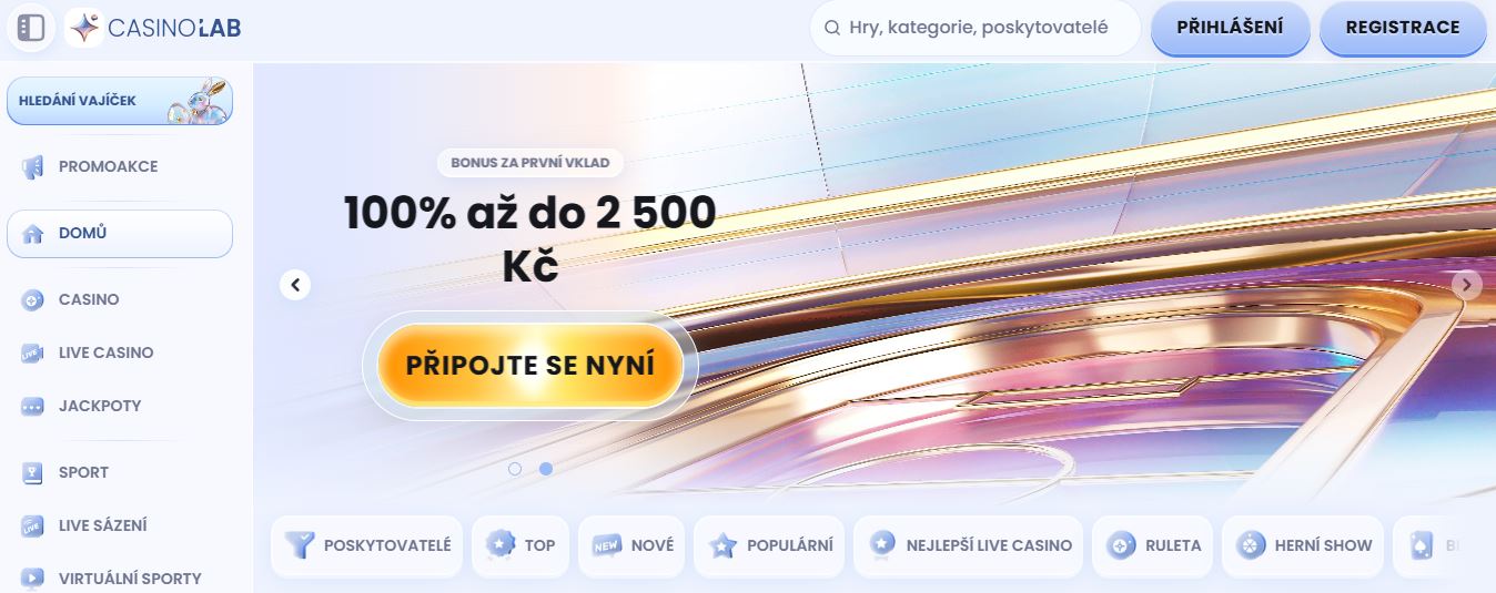 Zaregistrujte se na CasinoLab a získejte uvítací bonus 100% až do 2 500 Kč 