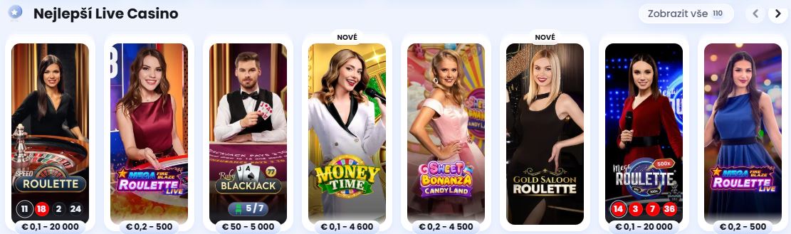 Hrajte živé casino hry v CasinoLab s dealery v reálném čase a sázkami od 0,1 €